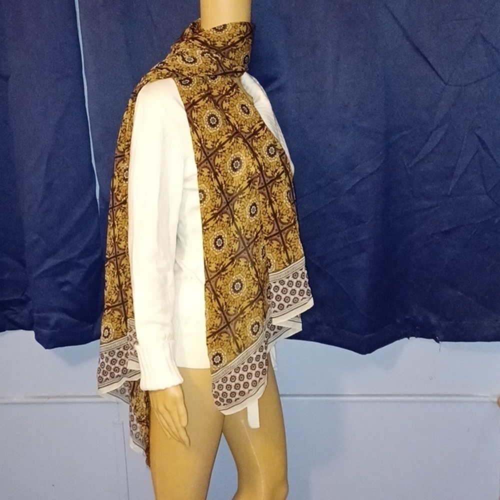 Long Beautiful Brown, Black, White &  Red Scarf/Wrap - Picture 3 of 9